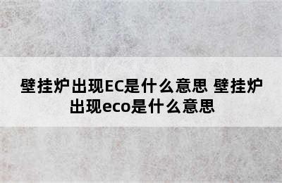 壁挂炉出现EC是什么意思 壁挂炉出现eco是什么意思